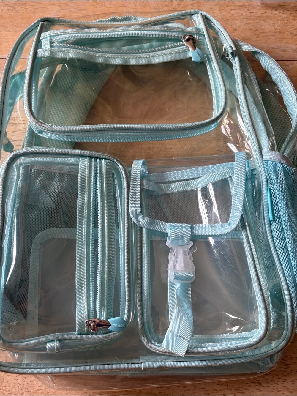 Clear Light Blue Multi-Pocket Backpack by - Picture 3 of 4
